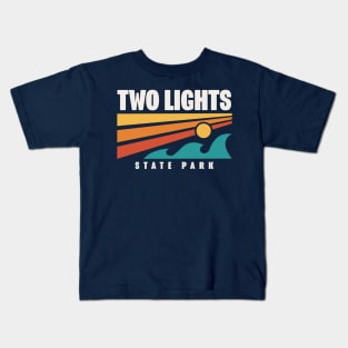 Two Lights State Park Maine Souvenir Lighthouse Kids T-Shirt